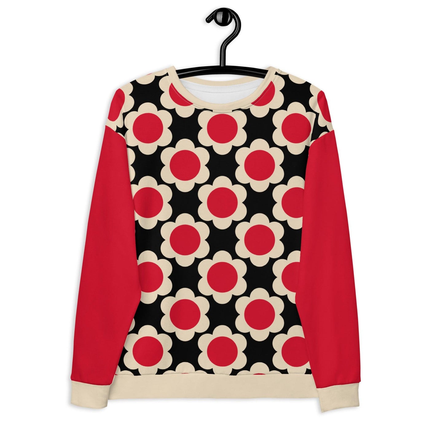 Sweatshirt - ELLIE red black - Classic Flower Print