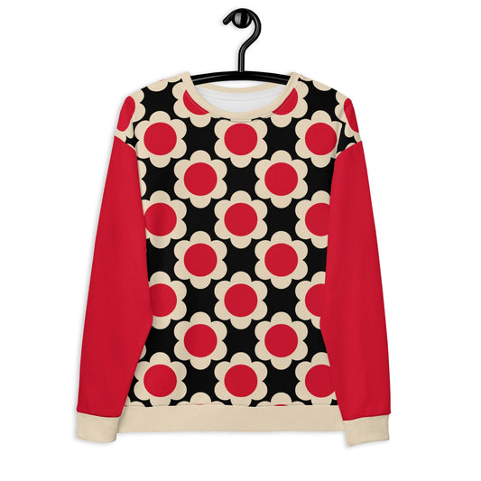 Sweatshirt - ELLIE red black - Classic Flower Print