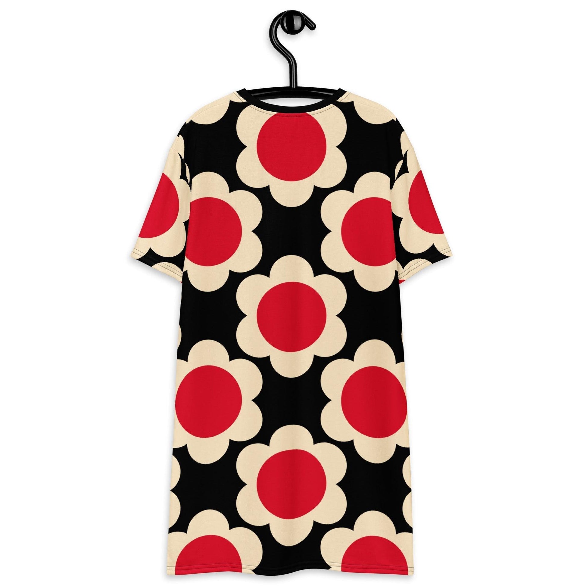 T-Shirt Dress - ELLIE red black - Classic Flower Print