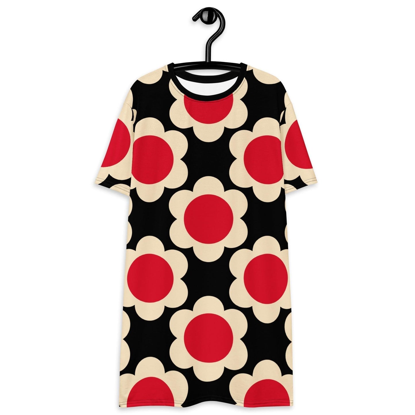 T-Shirt Dress - ELLIE red black - Classic Flower Print