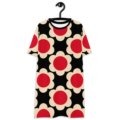 T-Shirt Dress - ELLIE red black - Classic Flower Print
