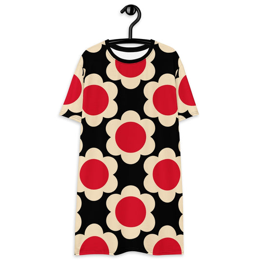 T-Shirt Dress - ELLIE red black - Classic Flower Print