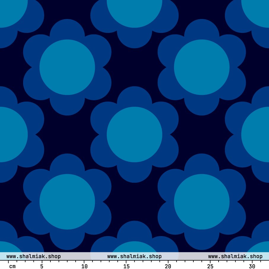 Fabric - ELLIE dark blue - Classic floral print