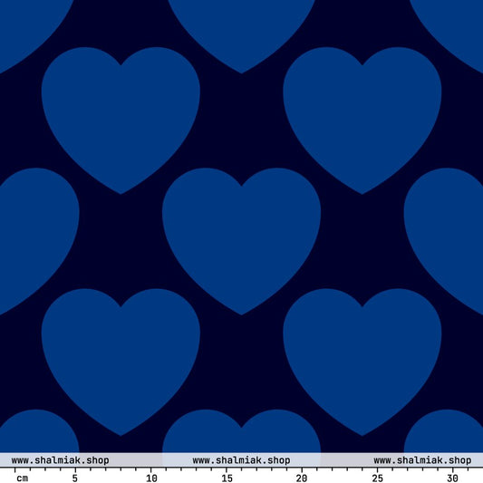 Fabric - ELLIE LOVE dark blue - Bold Heart Print