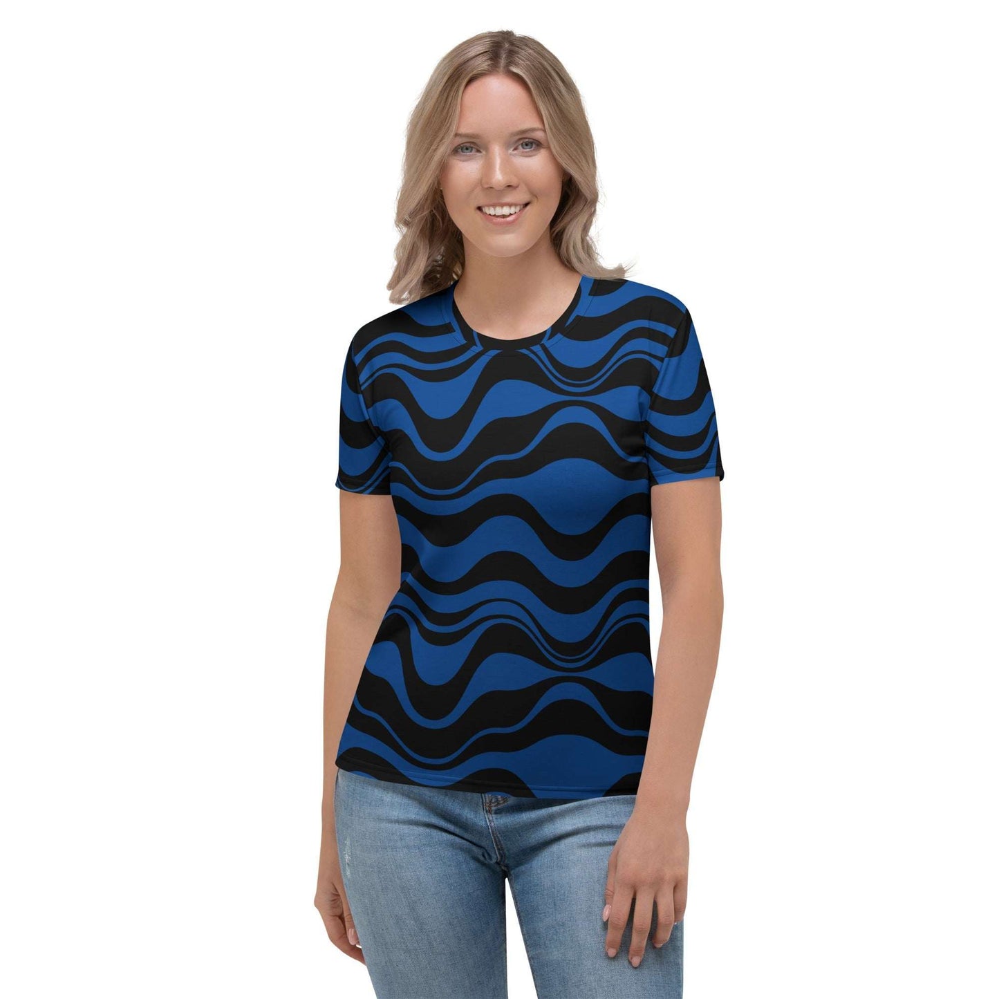 Woman's T-Shirt - ENERGY WAVES blue black