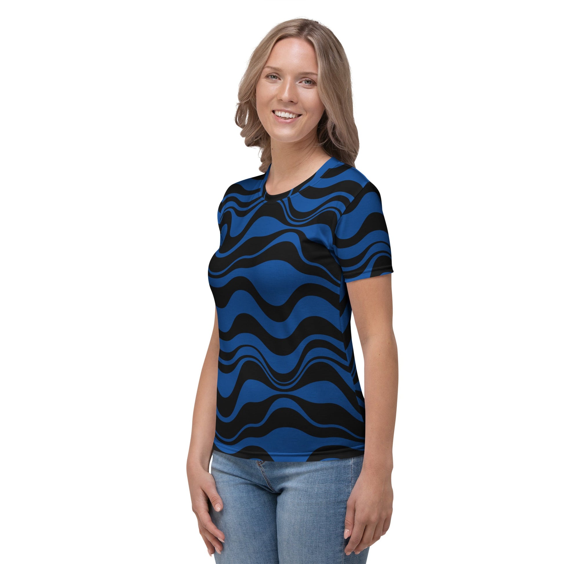 Woman's T-Shirt - ENERGY WAVES blue black