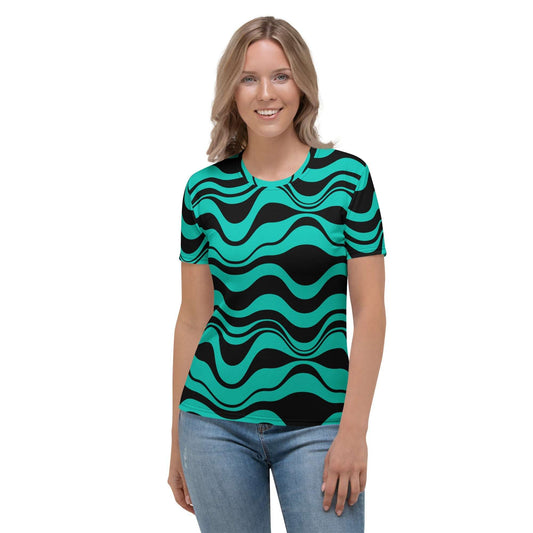 Woman's T-Shirt - ENERGY WAVES mint black