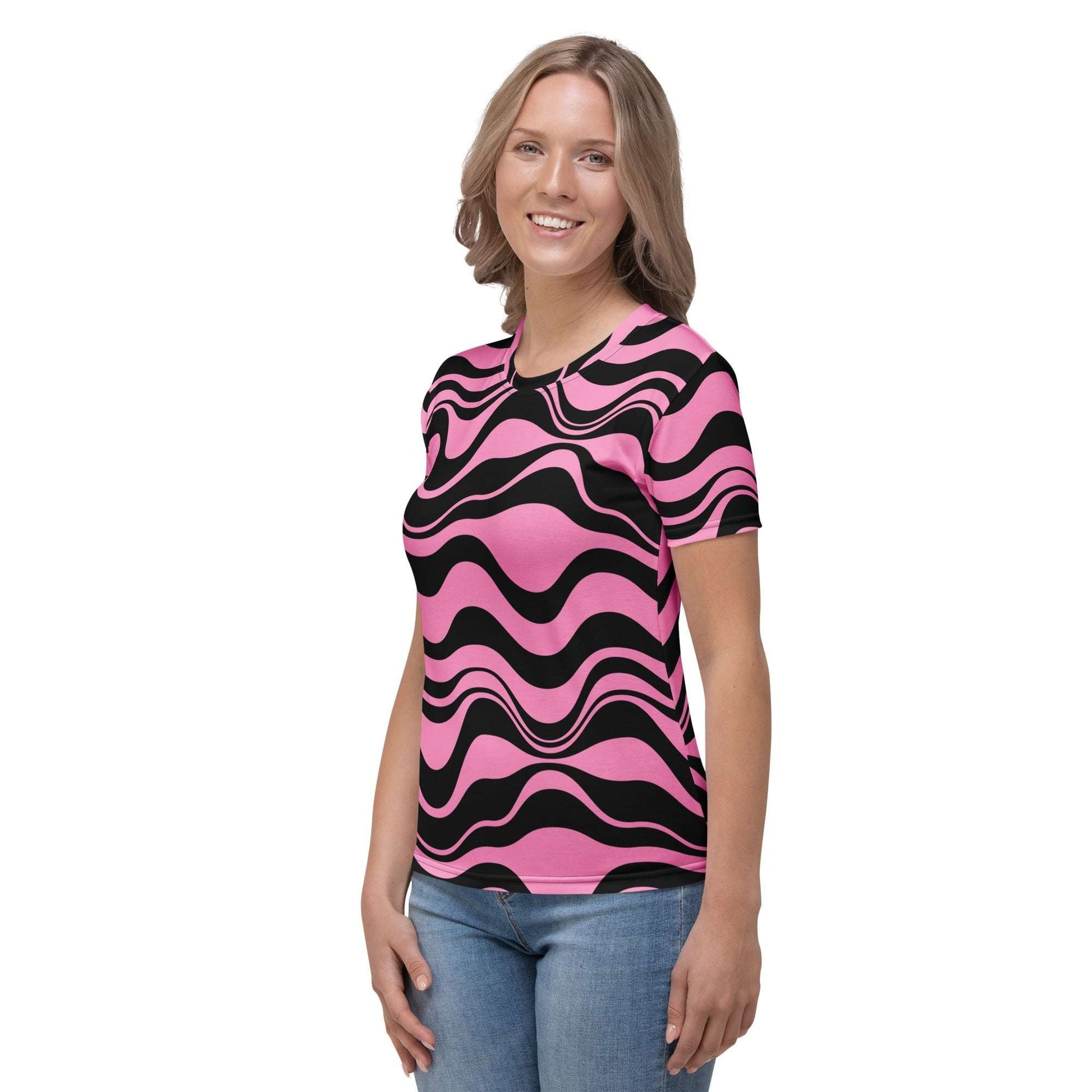 Woman's T-Shirt - ENERGY WAVES pink black