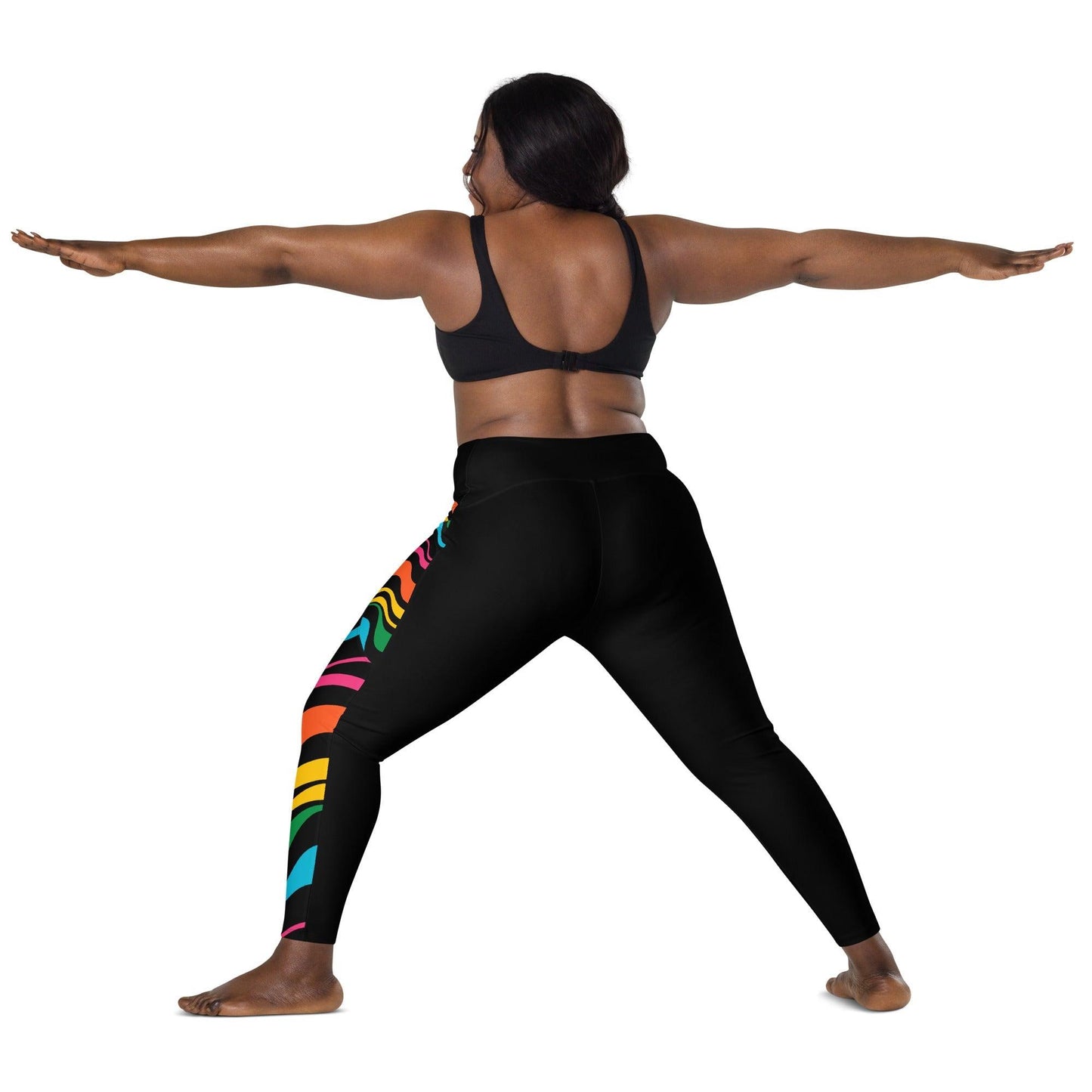 Leggings With Pockets - ENERGY WAVES rainbow black