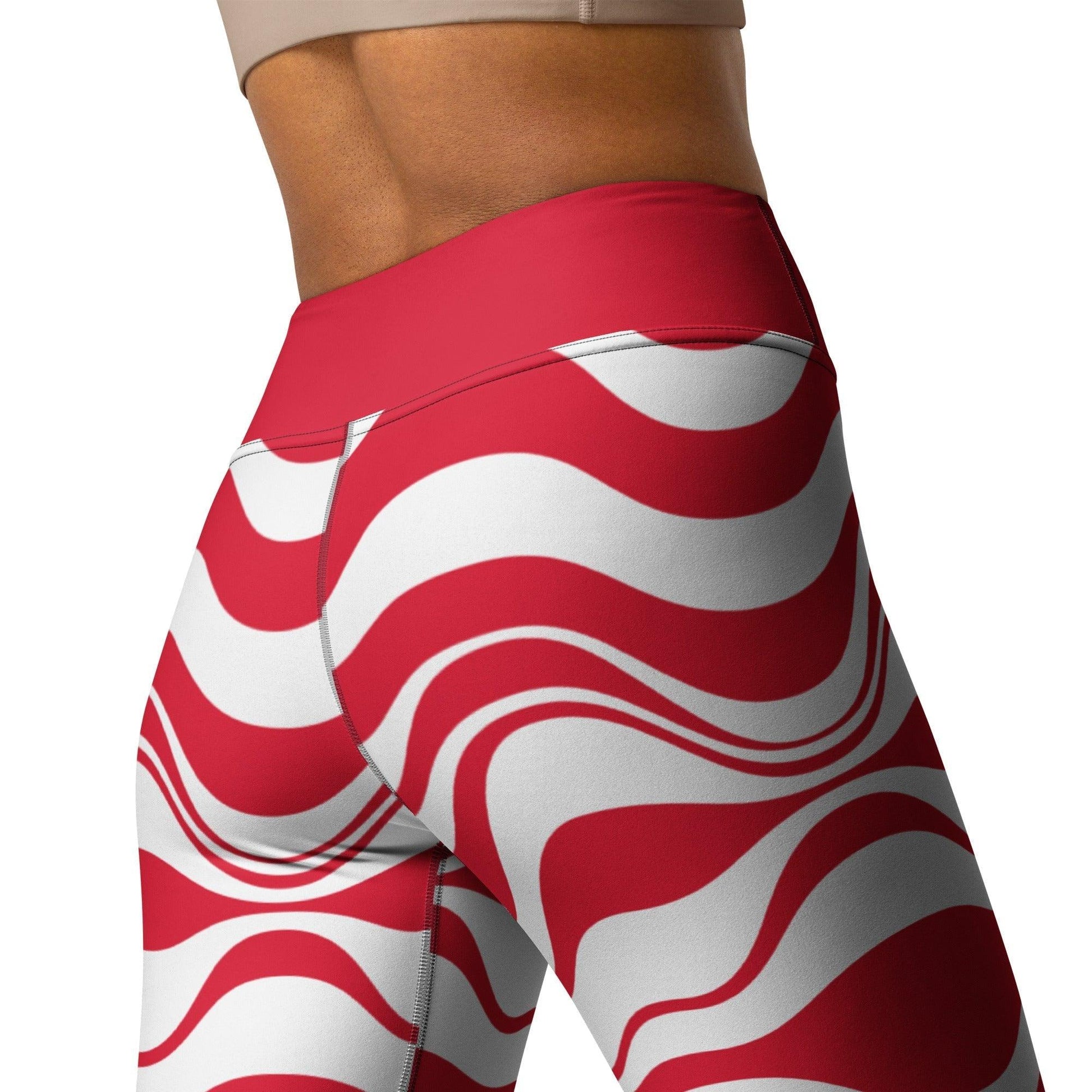 Yoga Leggings -2- ENERGY WAVES red