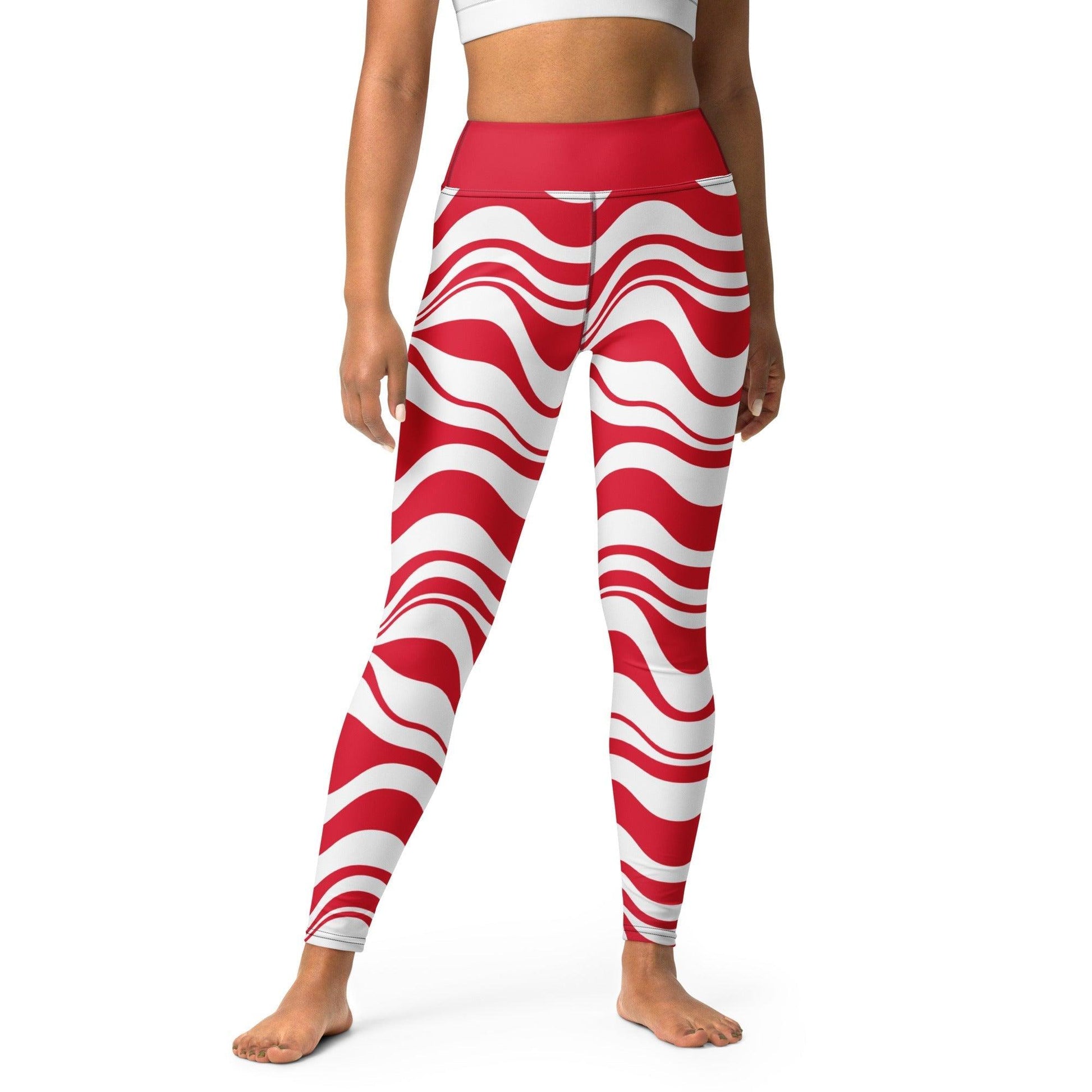 Yoga Leggings -2- ENERGY WAVES red
