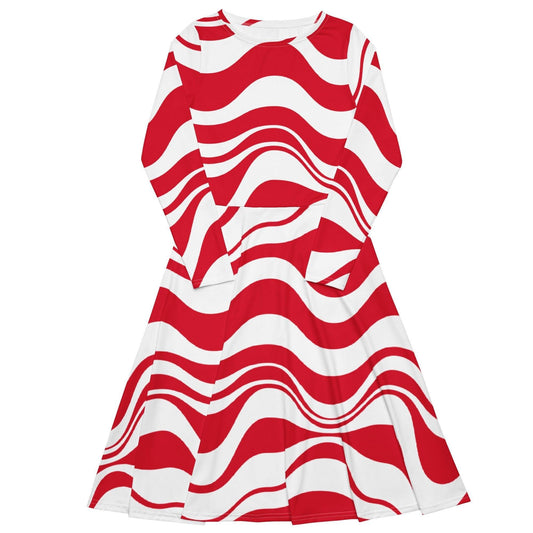 Midi Dress - ENERGY WAVES red