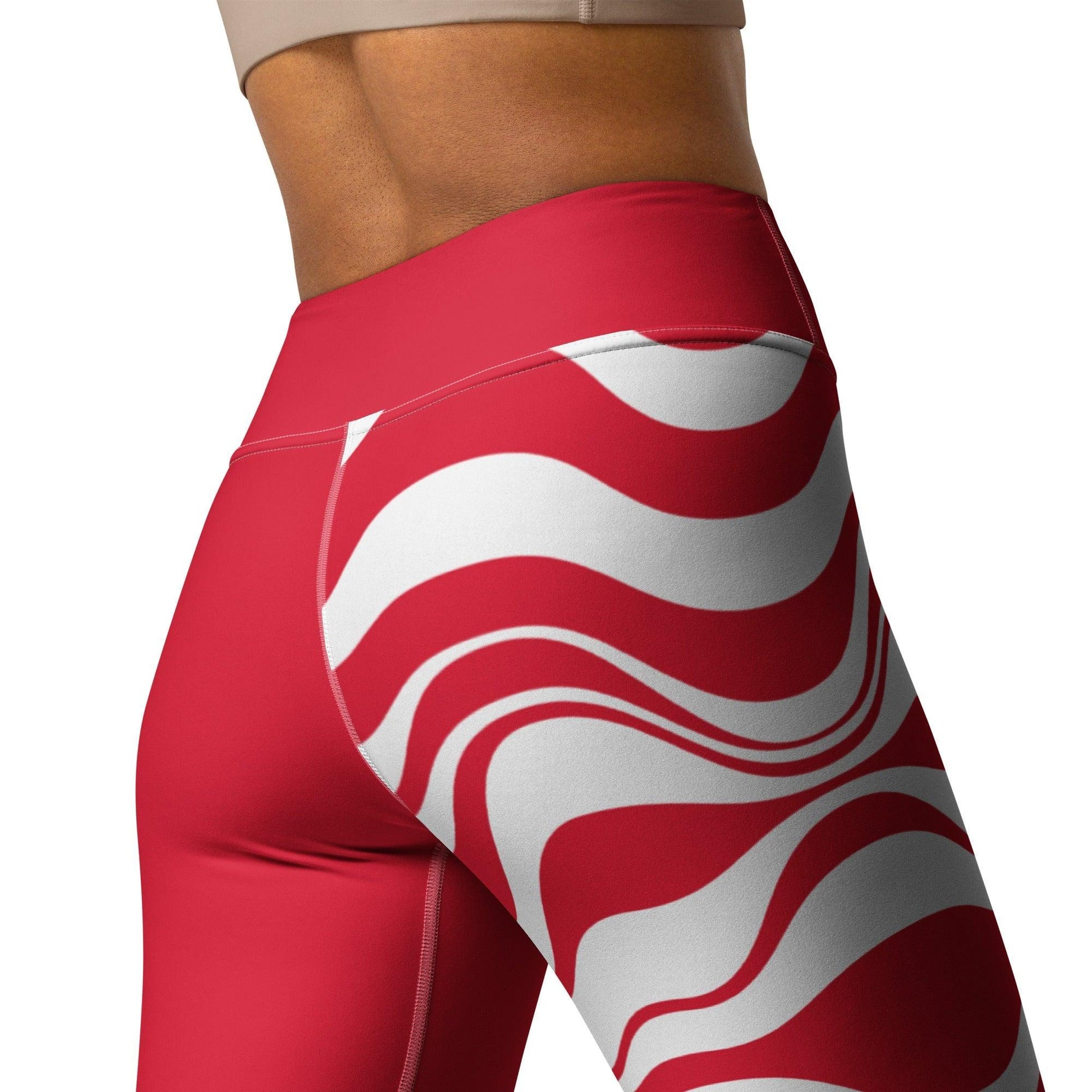 Yoga Leggings - ENERGY WAVES red