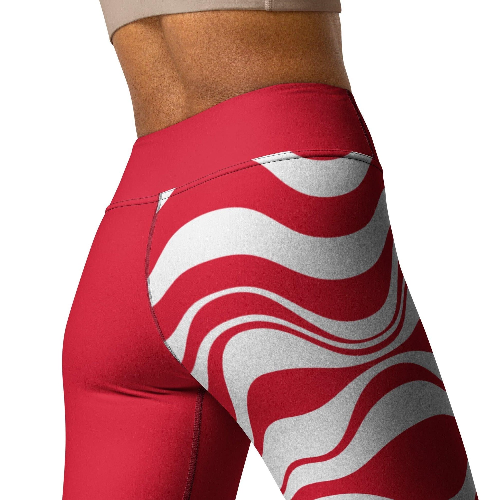Yoga Leggings - ENERGY WAVES red