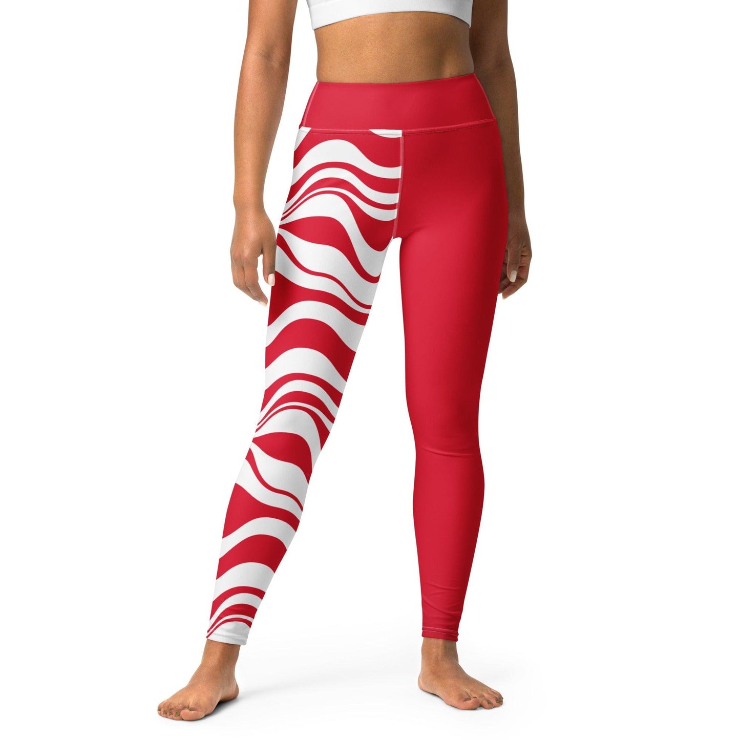 Yoga Leggings - ENERGY WAVES red