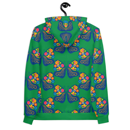 Hoodie - FAB FLOVERYFLY green - Playful butterfly print