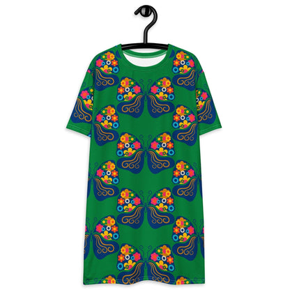 T-Shirt Dress - FAB FLOVERYFLY green