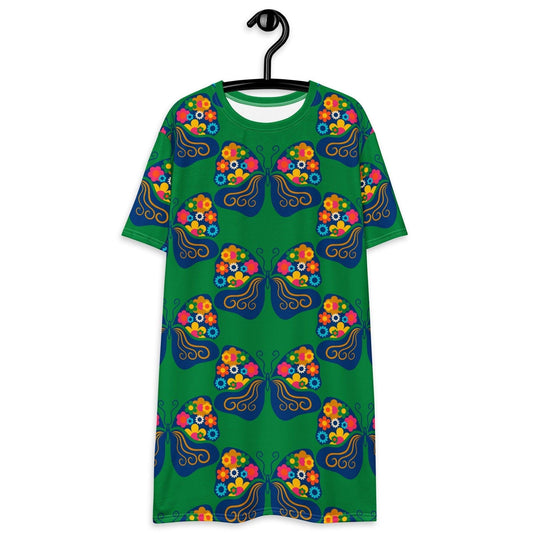 T-Shirt Dress - FAB FLOVERYFLY green