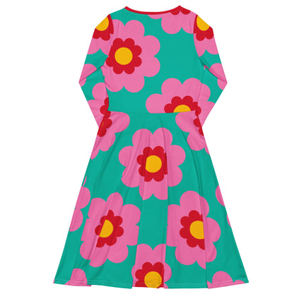 Midi Dress - FANCY BLOOM pink mint