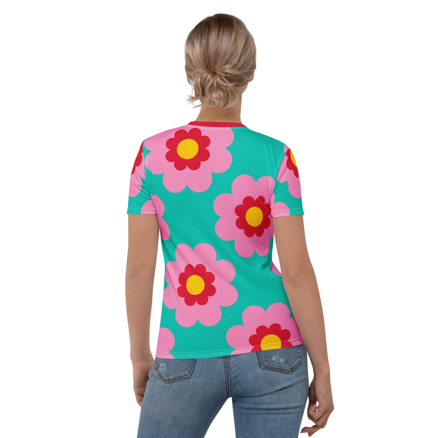 Woman's T-Shirt - FANCY BLOOM pink mint