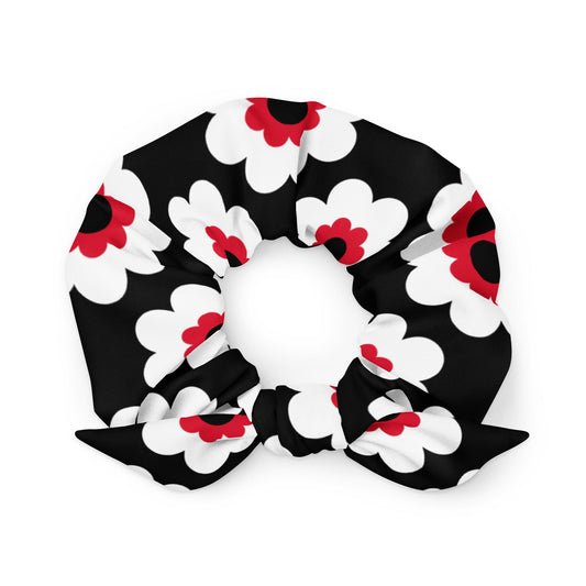 Scrunchie - FANCY BLOOM red black
