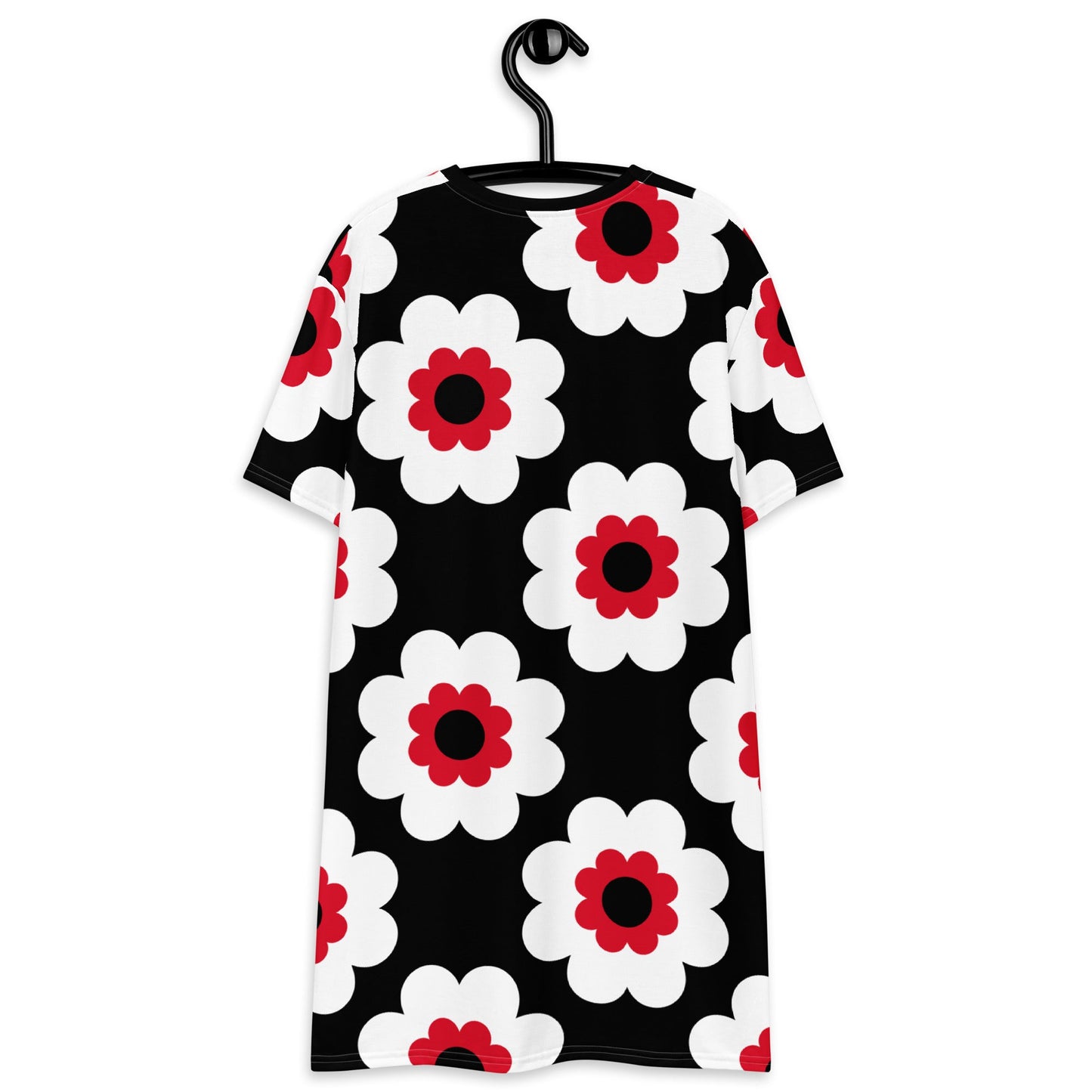 T-Shirt Dress - FANCY BLOOM red black