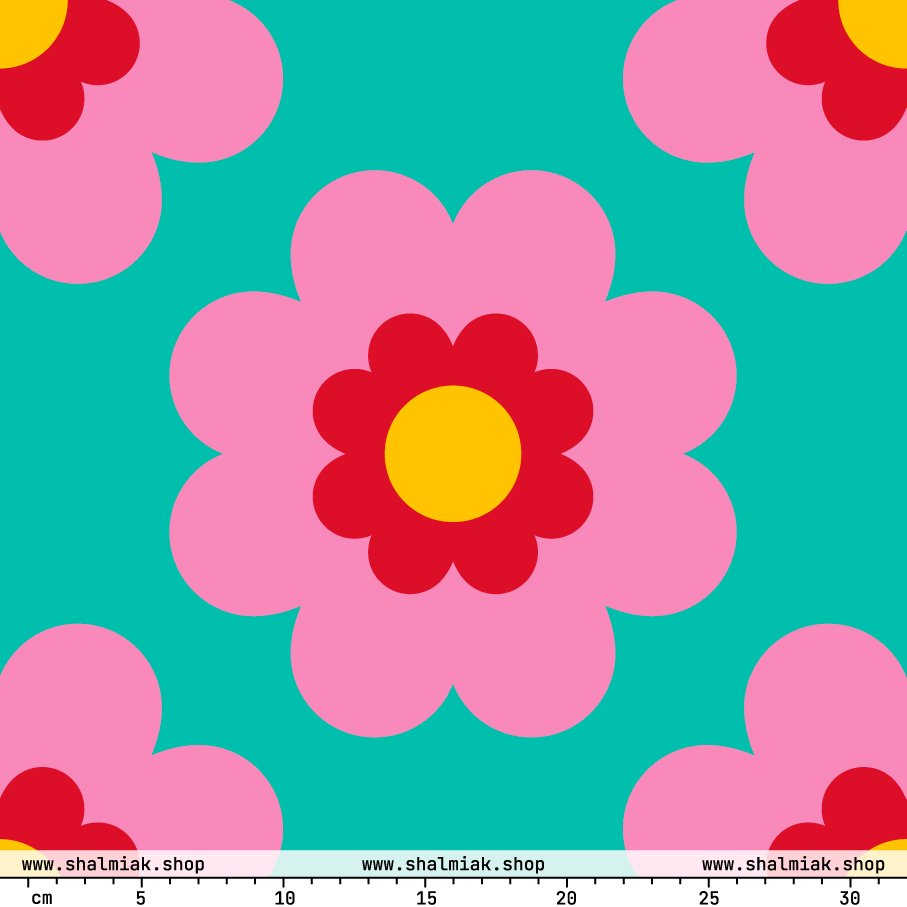 Fabric - FANCY BLOOM pink mint XL