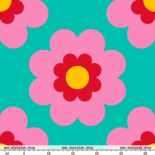 Fabric - FANCY BLOOM pink mint XL