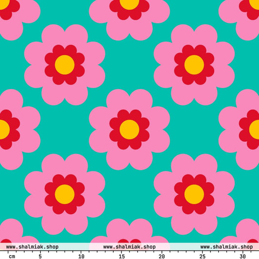 Fabric - FANCY BLOOM pink mint