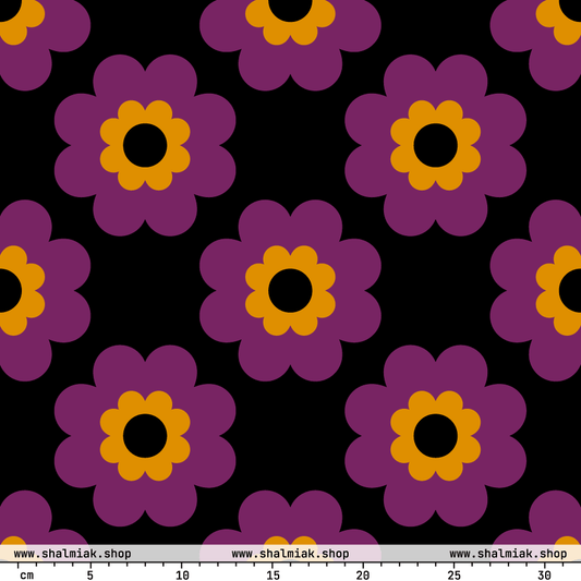 Fabric - FANCY BLOOM purple black