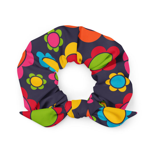 Scrunchie - FLORA PEACE dark blue