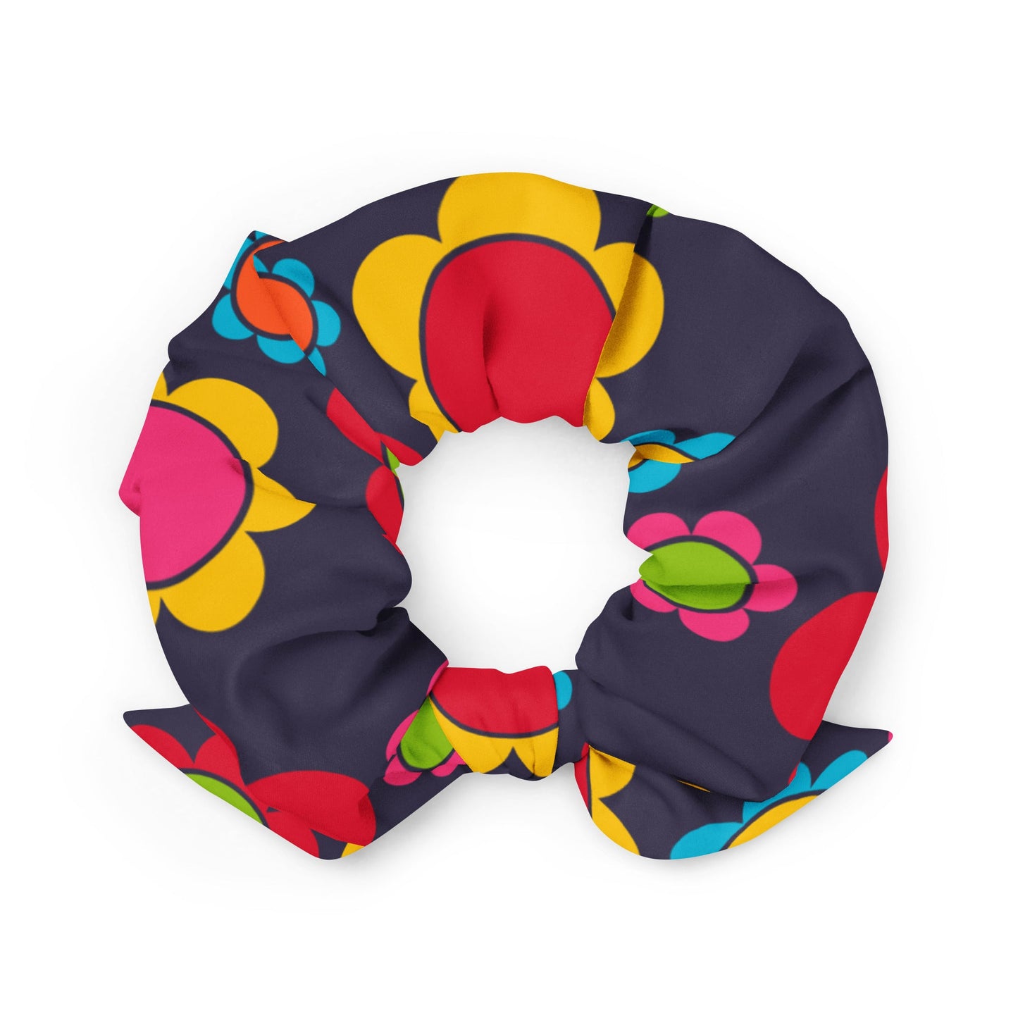 Scrunchie - FLORA PEACE dark blue