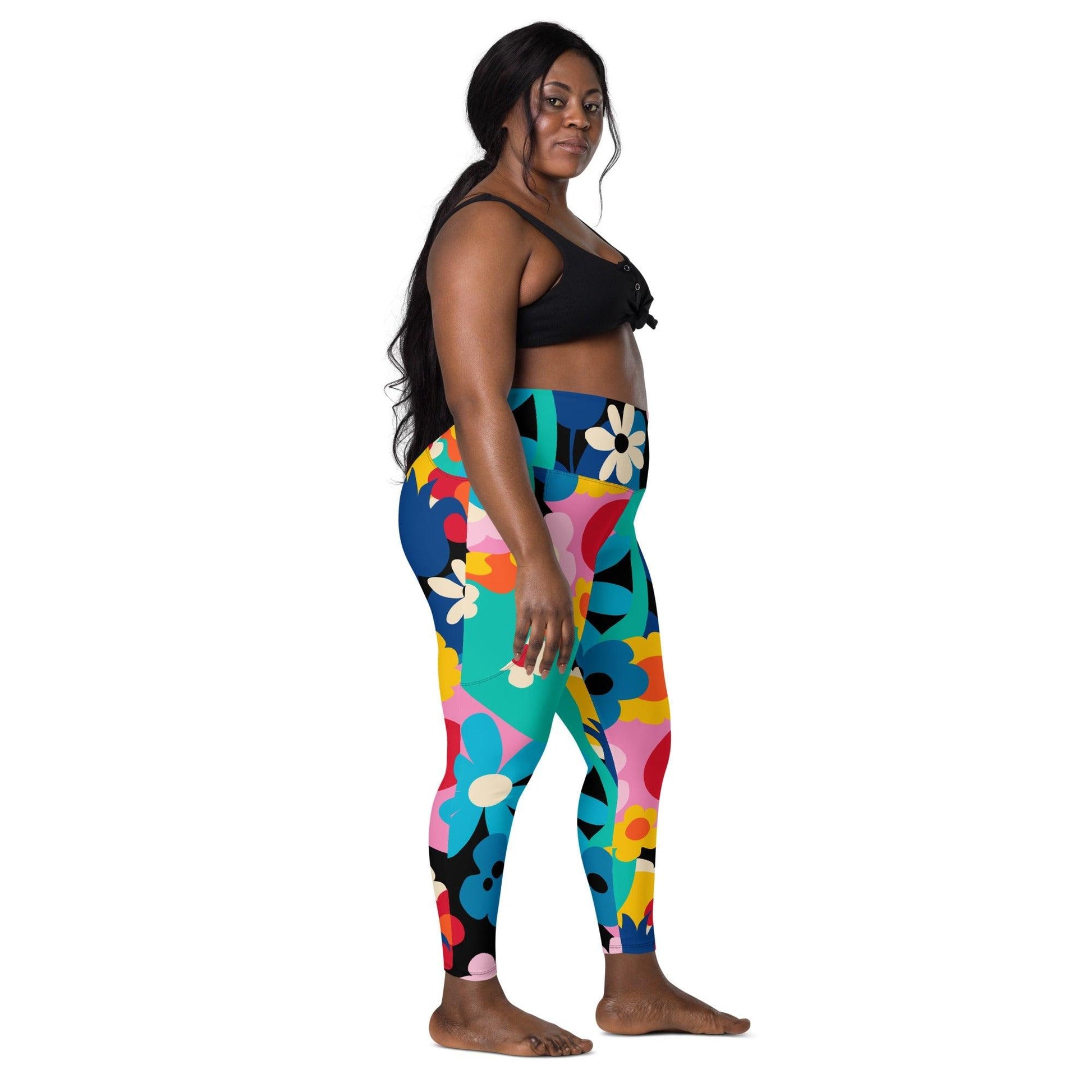 Leggings with pockets - FLORALEI - Artsy flower print