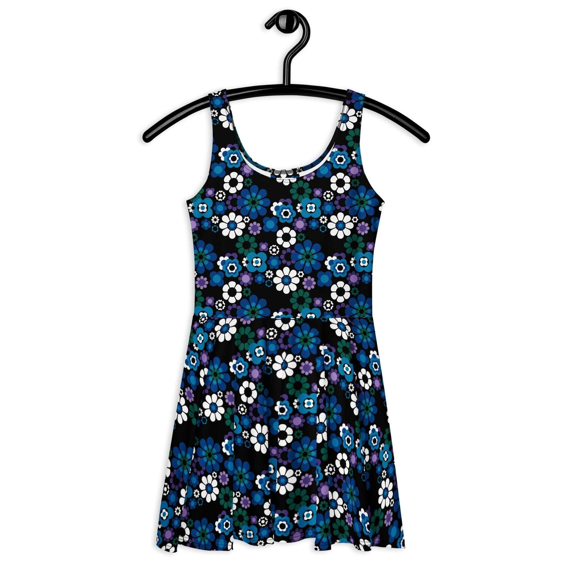 Skater Dress - FLOW-POW blue - Funky Flower Power Print