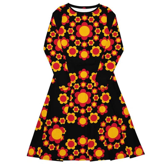 Midi Dress - FLOWERSHOP red yellow