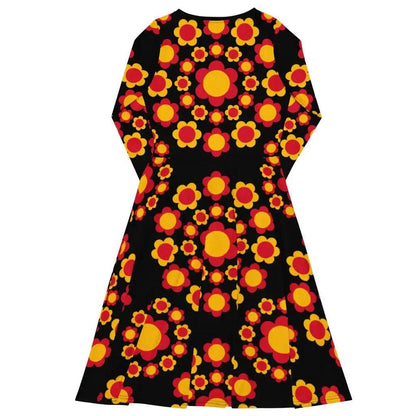 Midi Dress - FLOWERSHOP red yellow