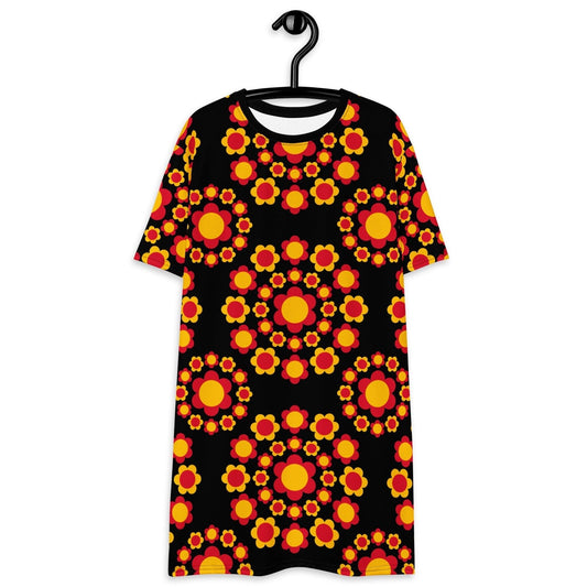 T-Shirt Dress - FLOWERSHOP red yellow