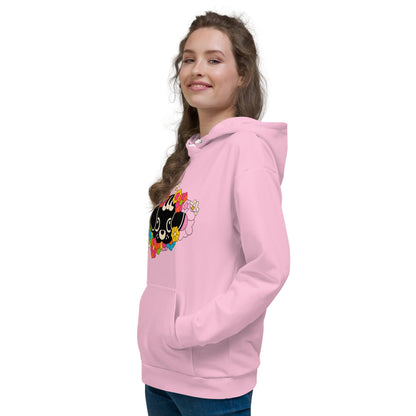 Hoodie - FUNKYPUP pink (just pup) - Cute dogs and flowers print