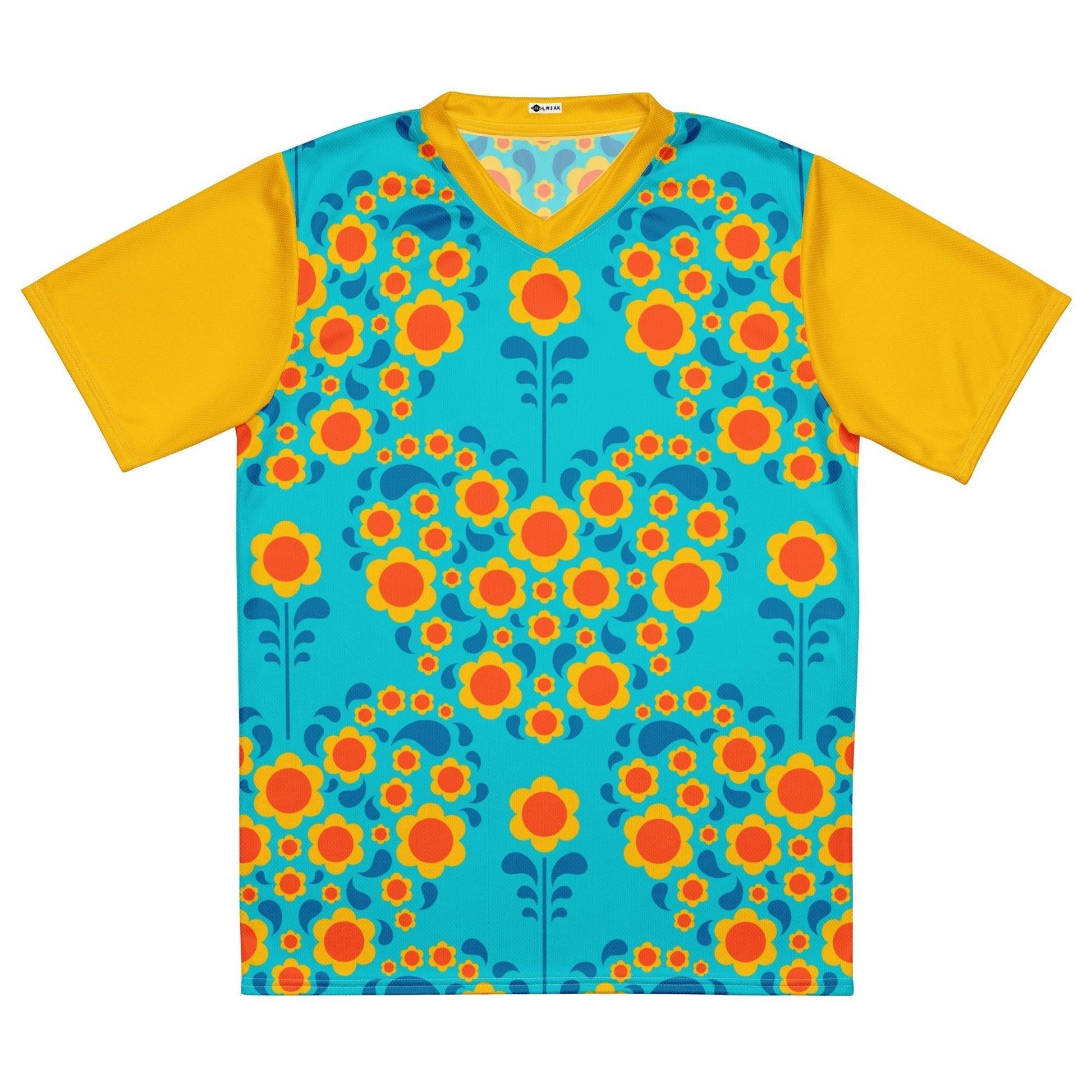 Sports Jersey - HEARTBEAT orange blue - Flower hearts print 6XL
