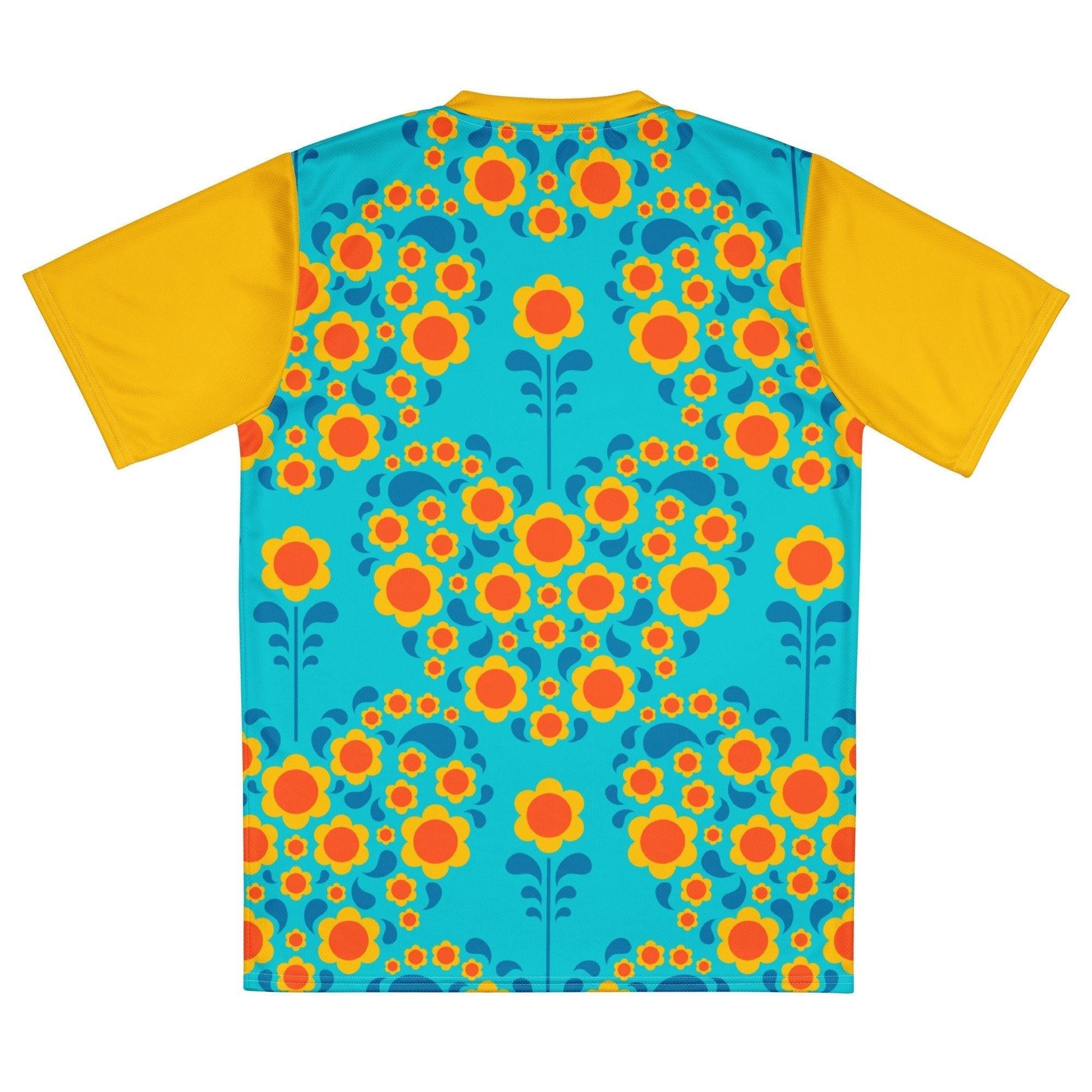 Sports Jersey - HEARTBEAT orange blue - Flower hearts print