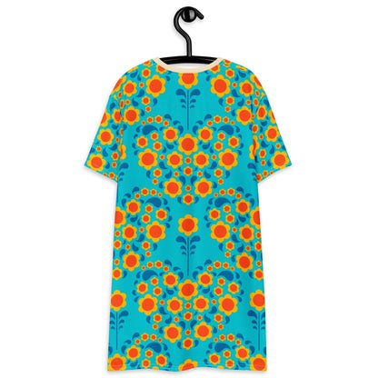 T-Shirt Dress - HEARTBEAT orange blue