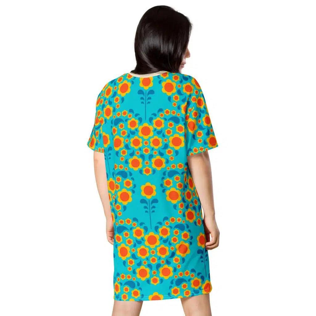 T-Shirt Dress - HEARTBEAT orange blue
