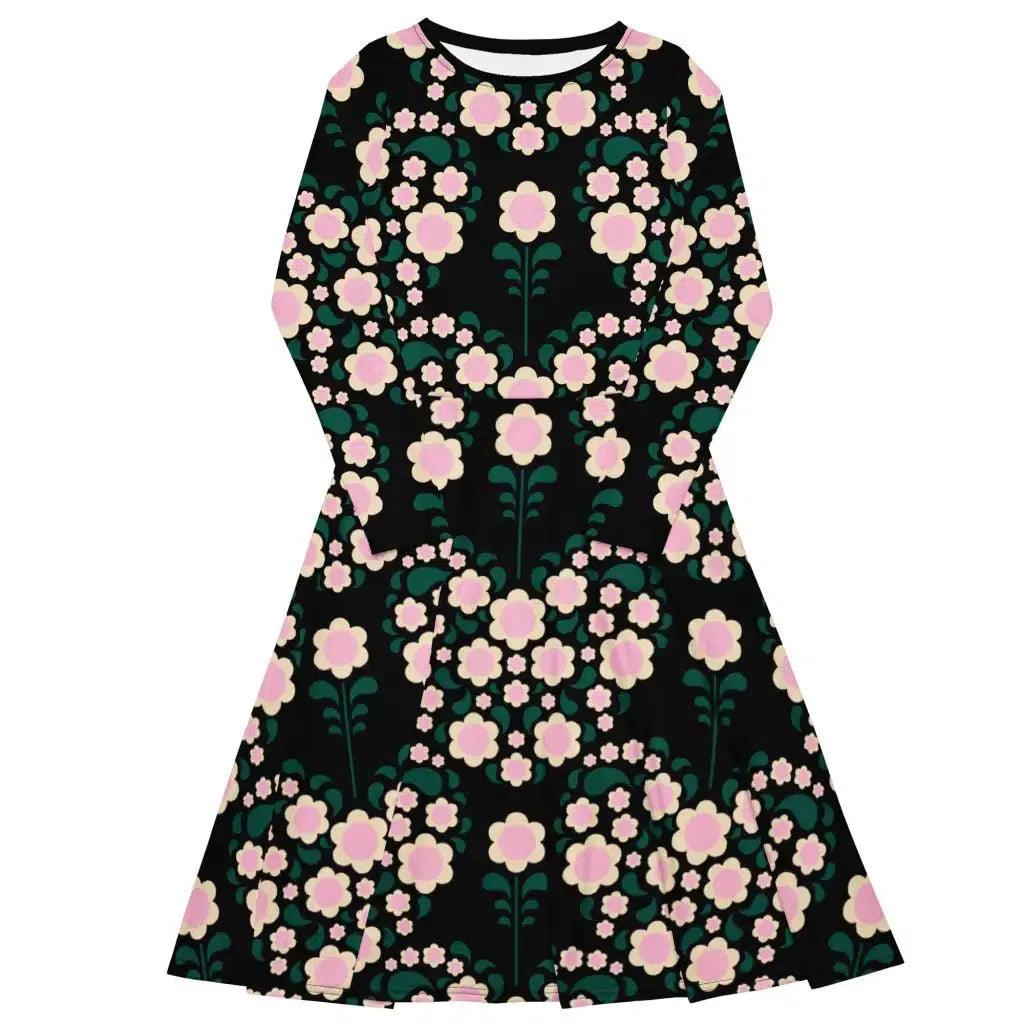 Midi Dress - HEARTBEAT pink black