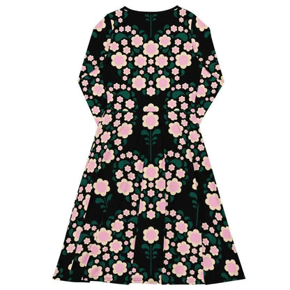 Midi Dress - HEARTBEAT pink black