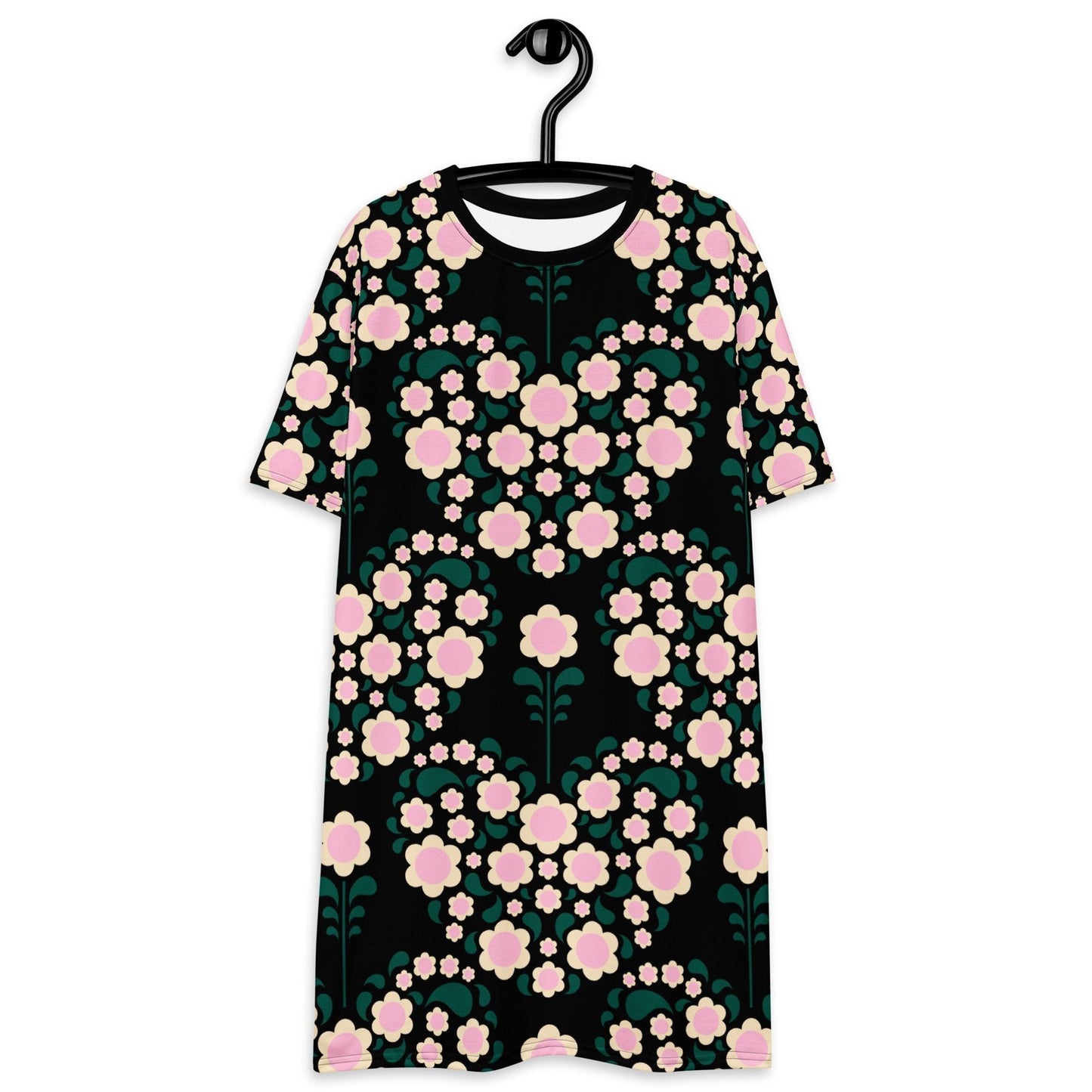 T-Shirt Dress - HEARTBEAT pink black