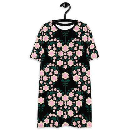 T-Shirt Dress - HEARTBEAT pink black