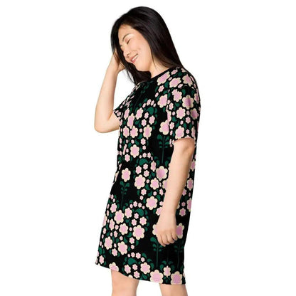 T-Shirt Dress - HEARTBEAT pink black