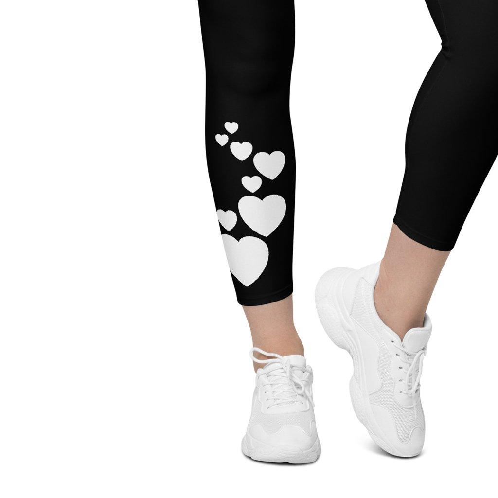Leggings With Pockets - HEARTS bw