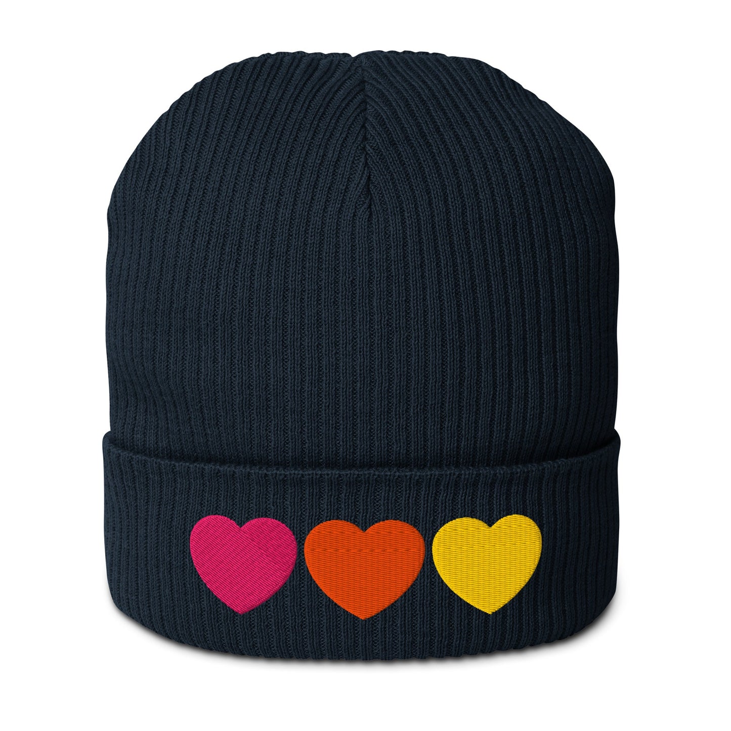 Beanie - HEARTS pink orange yellow