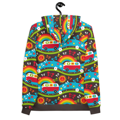Hoodie - HIPPIE DAY rainbow - Colorful hippie print